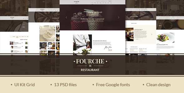 Fourche — Ultramodern Restaurant | Cafe PSD Template listing image