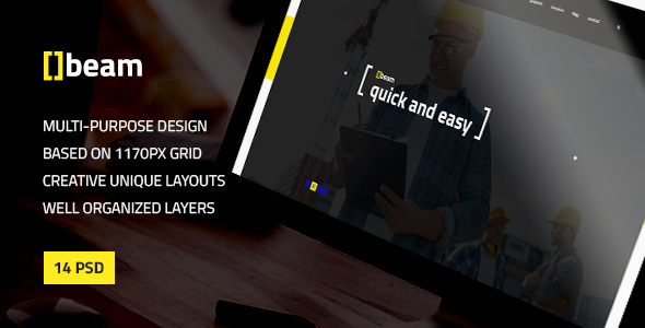 Product preview supplied for Beam — Modern Multipurpose PSD Template for Construction Business