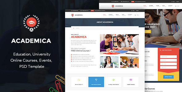 Product preview supplied for Academica -  Educational PSD Theme