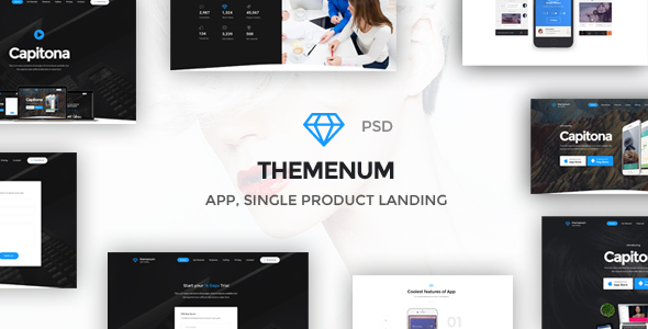 Themenum - Multi-Purpose App Showcase Responsive PSD Template listing image