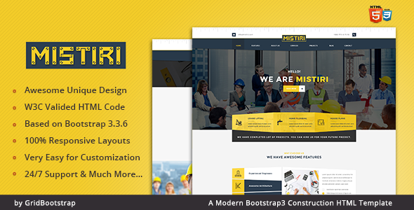 Mistiri | Bootstrap3 Construction HTML Template