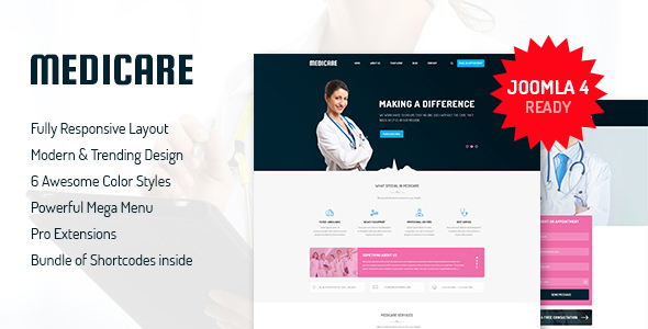 Medicare - Responsive Joomla Template For Medical Service Website