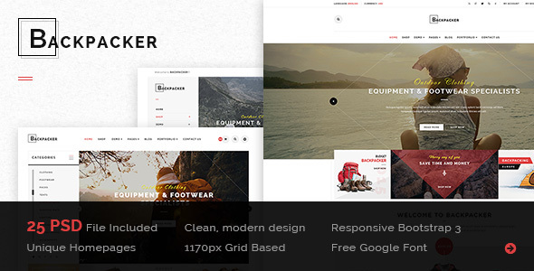 BackPacker - Multipurpose eCommerce PSD Template