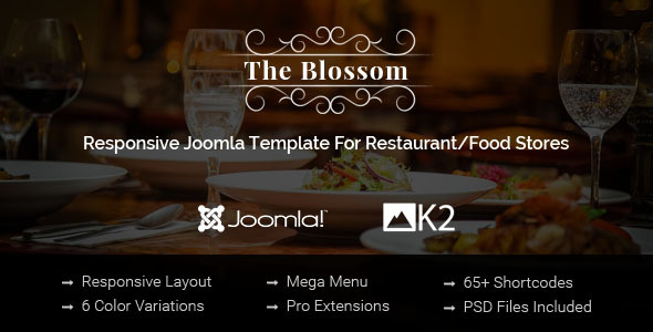Product preview supplied for Blossom - Responsive Joomla Template For Restaurant/Food stores