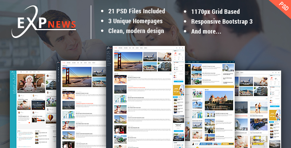 ExpNews - News & Magazine PSD Template product preview