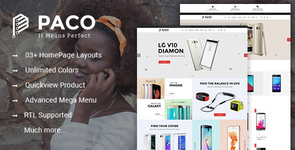 Product preview supplied for Paco - Responsive Multipurpose PrestaShop Theme