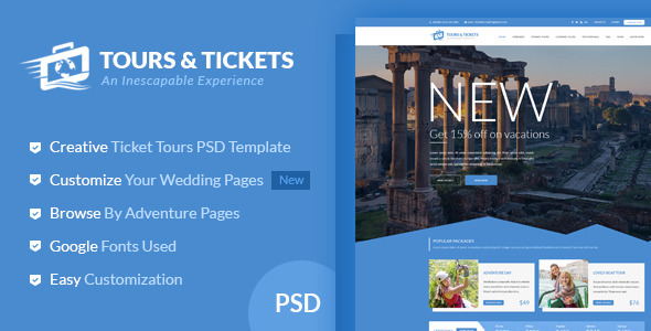 Tours & Tickets - Creative PSD Template