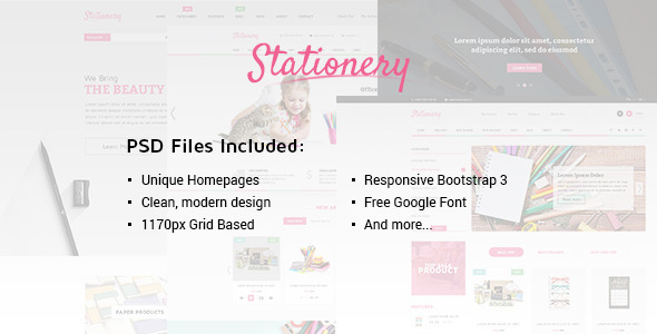 Product preview supplied for Stationery - Multi-Purpose eCommerce PSD Theme