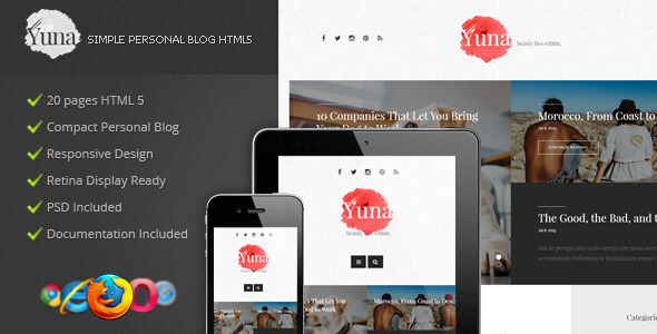 Preview image for Yuna - Personal Blog HTML5 Template