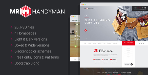 Mr.Handyman - Repair and Renovation PSD template