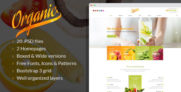 Organic - Farming and Gardening PSD Template