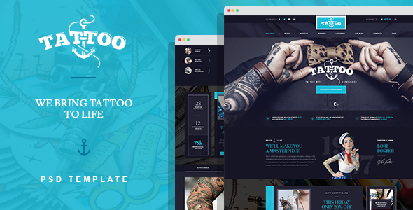 Ink Arts - Tattoo Salon PSD Template product preview