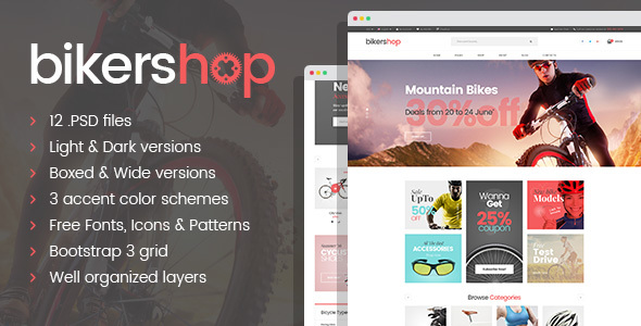 Biker Shop - premium PSD template listing image
