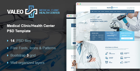 Valeo - health clinic & hospital PSD template