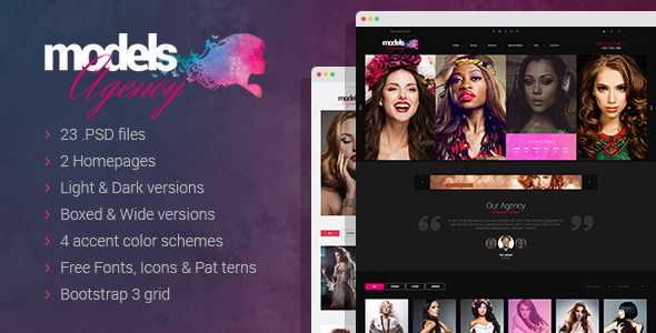 Models Agency - premium portfolio PSD Template