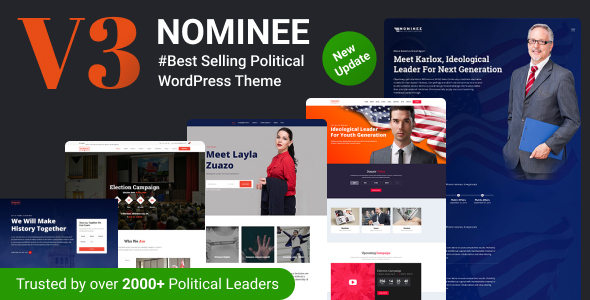 Product preview supplied for Nominee - Political WordPress Theme for Candidate/Political Leader