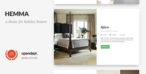 Product preview supplied for Hemma - B&B and Holiday House WordPress Theme
