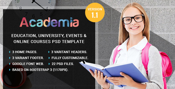 Academia - Education, Course & Event PSD Template