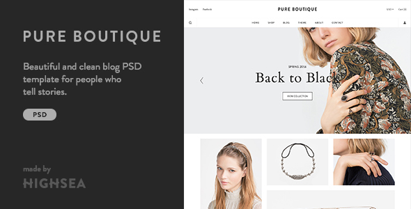 Pure - Accessories WooCommerce PSD Template listing image