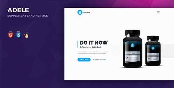 Adele Responsive Supplement HTML Landing Page product preview