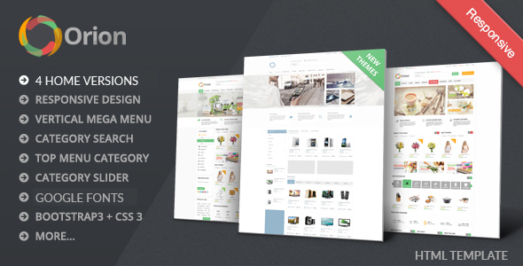 Orion - eCommerce in HTML Website Template using Bootstrap product preview