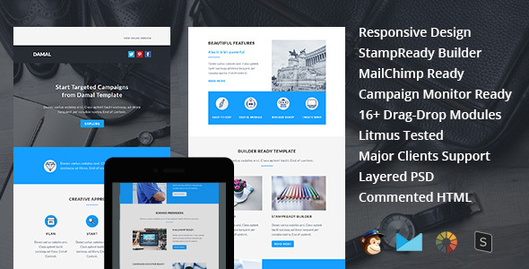 DAMAL - Multipurpose Responsive Email Template + Stampready Builder