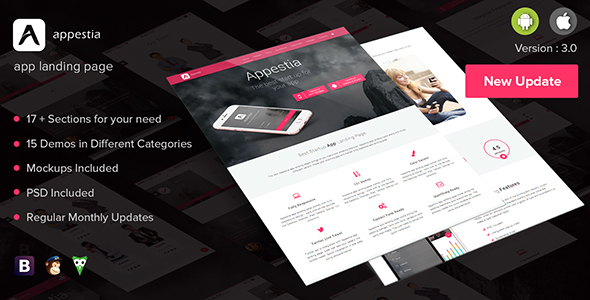 Appestia - App Landing Page product preview