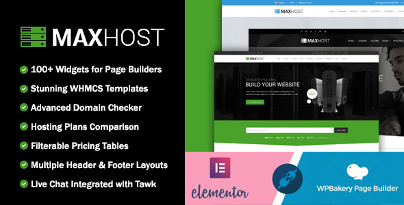 Product preview supplied for MaxHost - Web Hosting, WHMCS and Corporate Business WordPress Theme with WooCommerce