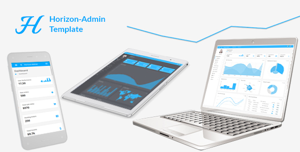 Preview image for Horizon - Responsive + RTL + PHP + AngularJS Web app kit