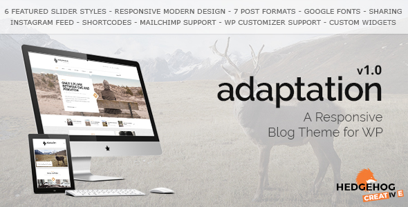 Product preview supplied for Adaptation - a Responsive Blog Theme for WordPress