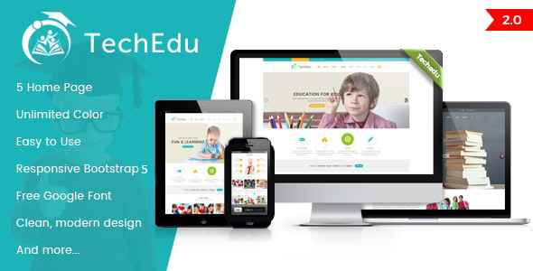 Product preview supplied for Techedu - School Website Template based on Bootstrap 5