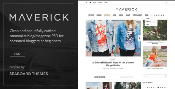 Maverick - Minimalist Blog/Magazine PSD