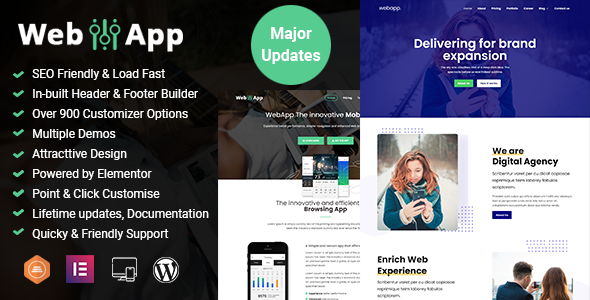 Preview image for SEO, SaaS and Digital Marketing Theme WordPress - Webapp