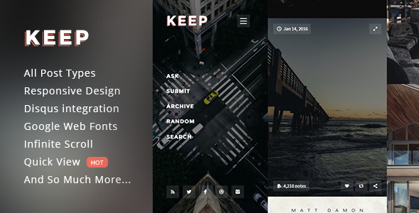 Keep - Responsive Fullscreen Grid Theme
