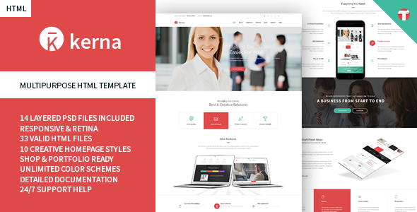 Kerna - Responsive Multi-Purpose HTML Template