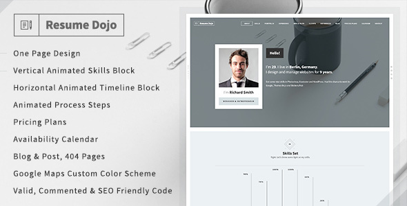 Preview image for ResumeDojo - Resume & Portfolio HTML Premium Theme