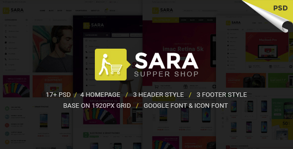 Sarashop - Ecommerce PSD Template product preview