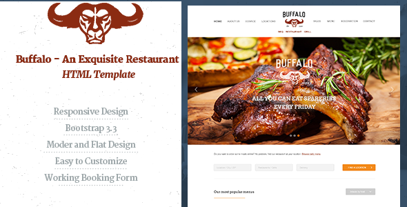 Preview image for Buffalo - An Exquisite Restaurant HTML Template
