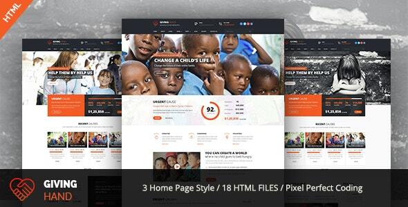 Giving Hand - Responsive HTML Template for Charity & Fund Raising listing image