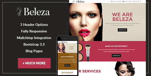 Product preview supplied for Beleza - Beauty One Page HTML5