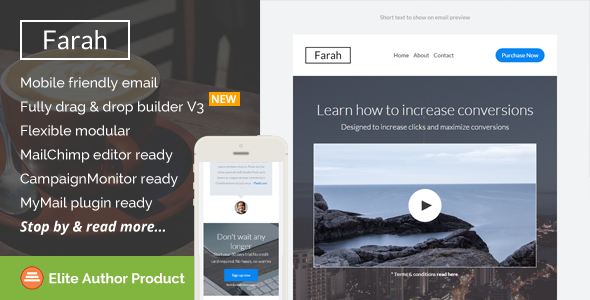Farah, Responsive Email Template + Builder Access listing image