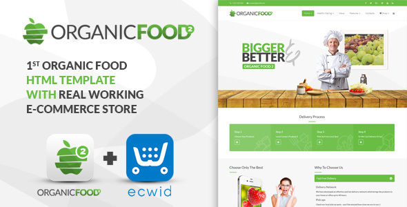 Product preview supplied for Organic Food - Kitchen, Farm, Corporate, Landing Page & E-commerce HTML Template