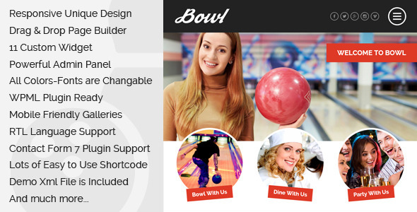 Bowl - Responsive Bowling Center WordPress Theme product preview