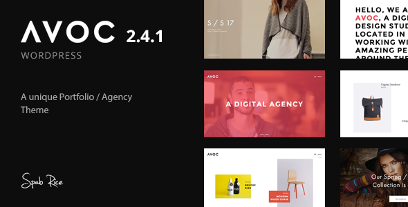 Avoc - Unique and Minimal Portfolio / Agency WordPress Theme product preview