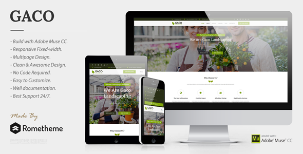 Gaco - Landscaping & Gardening Muse Template