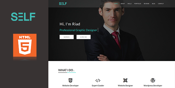 Product preview supplied for Self - HTML One Page Potfolio and Resume Cv
