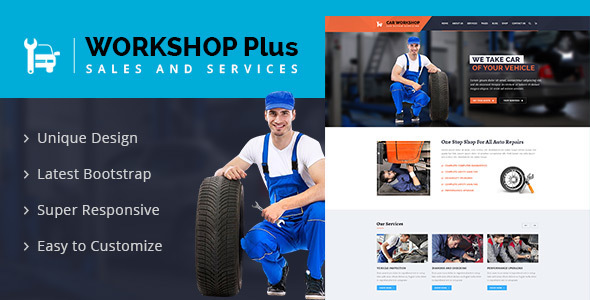 Workshop Plus - Services & Repaires HTML Template product preview