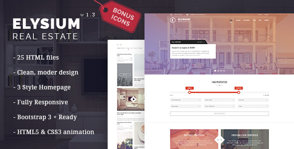 Product preview supplied for Elysium - Real Estate HTML5 Template
