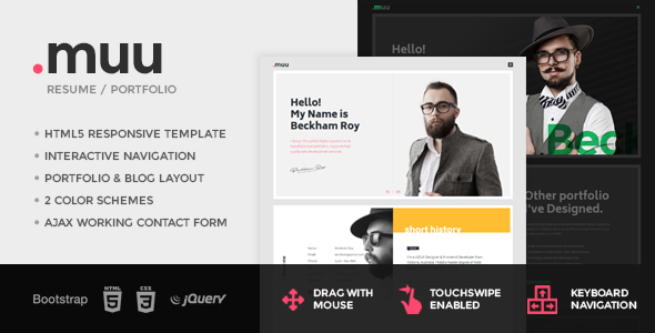 Product preview supplied for MUU - Unique and Creative Resume / Portfolio Template