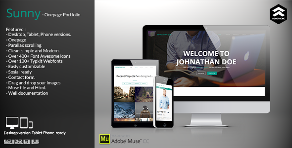 Sunny - Onepage Portfolio Muse Template